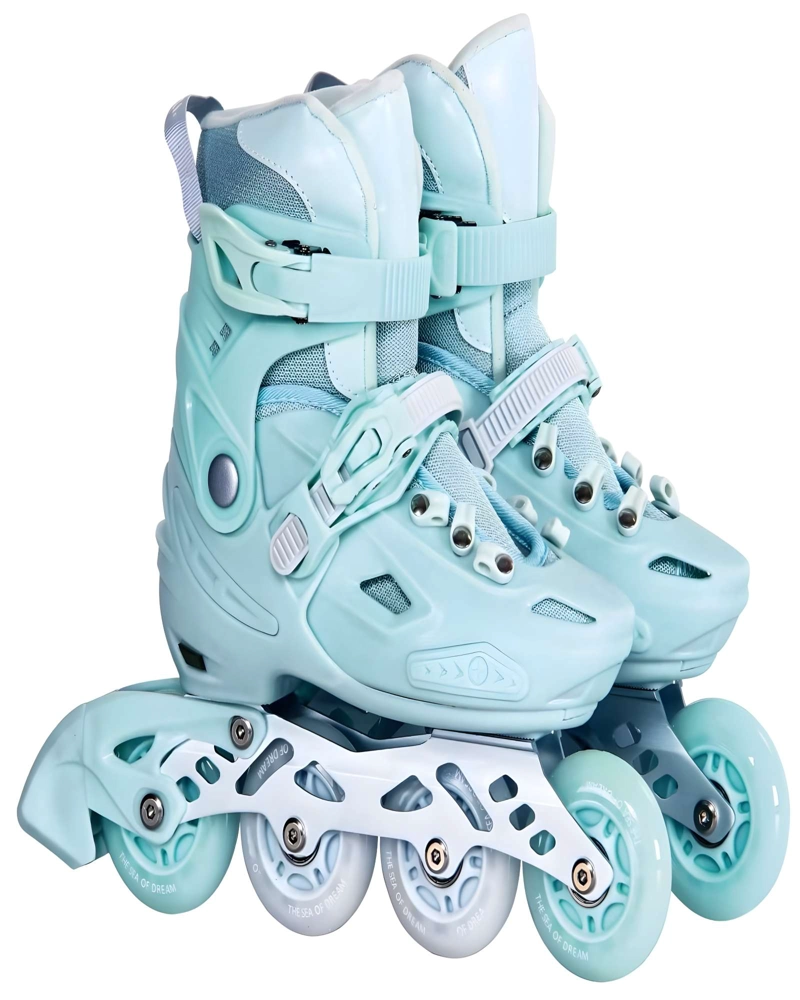 PATIN LINEAL CON LUCES Y KIT TALLA M 32-35 CELESTE - 2