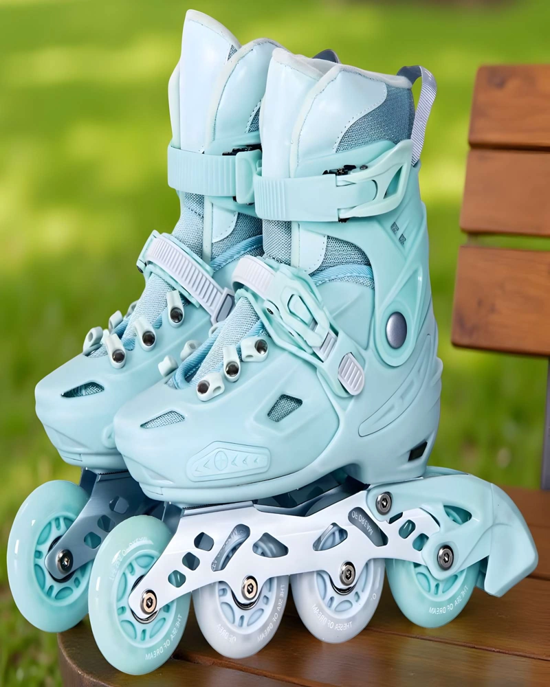 PATIN LINEAL CON LUCES Y KIT TALLA M 32-35 CELESTE - 4