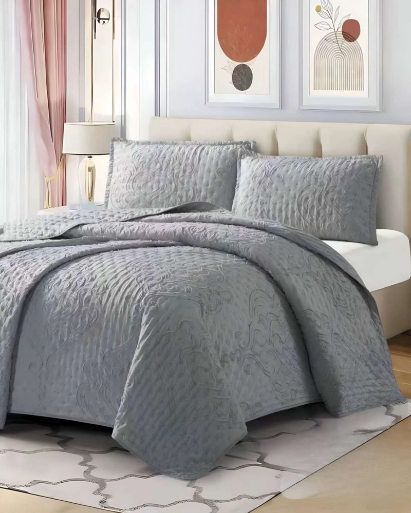 COBERTOR COLCHA QUILT TUFTING DE LUJO SUAVE KING - 1