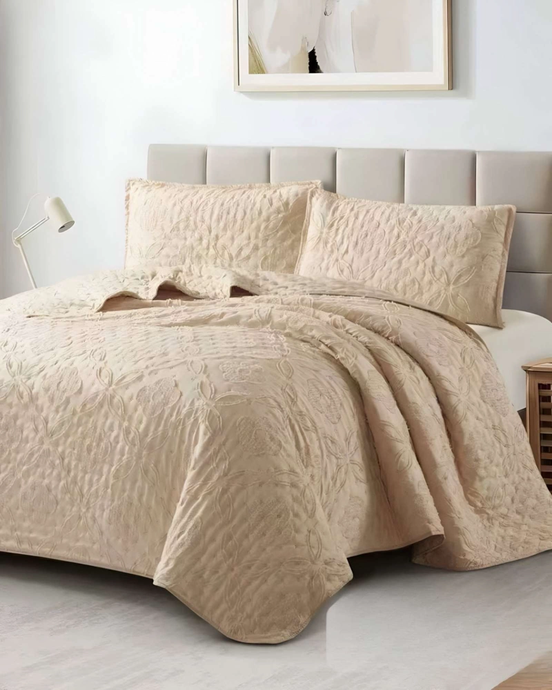 COBERTOR COLCHA QUILT TUFTING DE LUJO SUAVE KING - 1