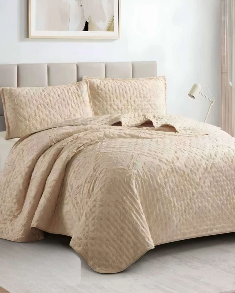 COBERTOR COLCHA QUILT TUFTING DE LUJO SUAVE KING - 3