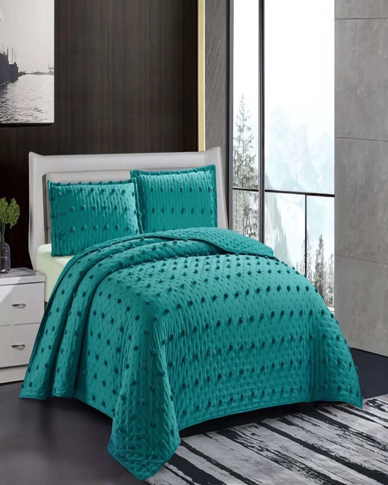 COBERTOR COLCHA QUILT TUFTING DE LUJO SUAVE PLAZA Y MEDIA - 3