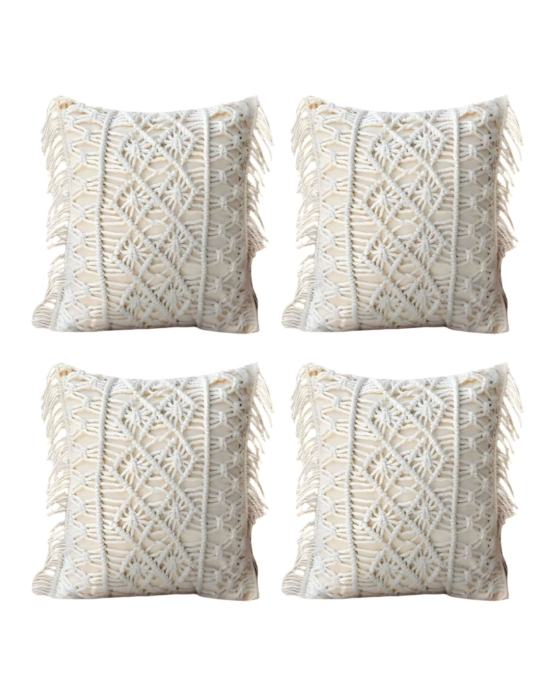 FUNDAS DE COJIN SET DE 4 ESTILO BOHEMIO 45X45 CM BLANCO 01 - 1