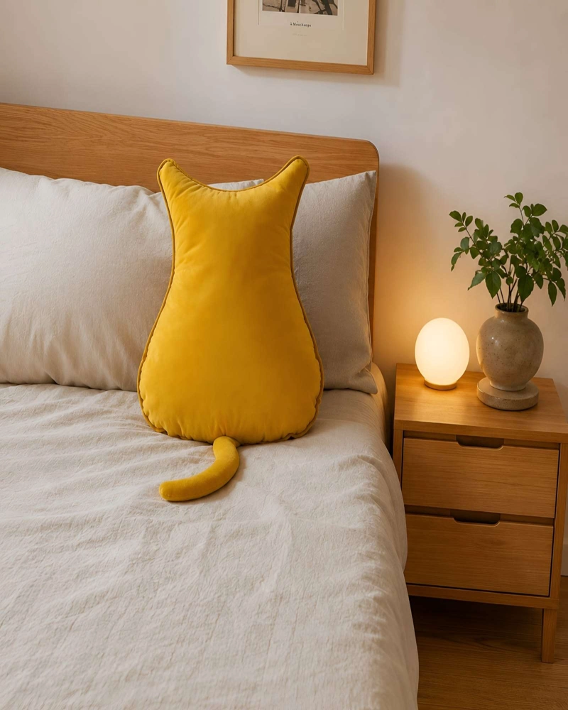 COJIN DECORATIVO FORMA DE GATO SUAVE PARA LIVING Y DORMITORIO - 2