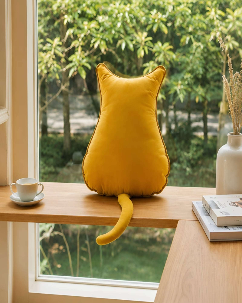 COJIN DECORATIVO FORMA DE GATO SUAVE PARA LIVING Y DORMITORIO - 5