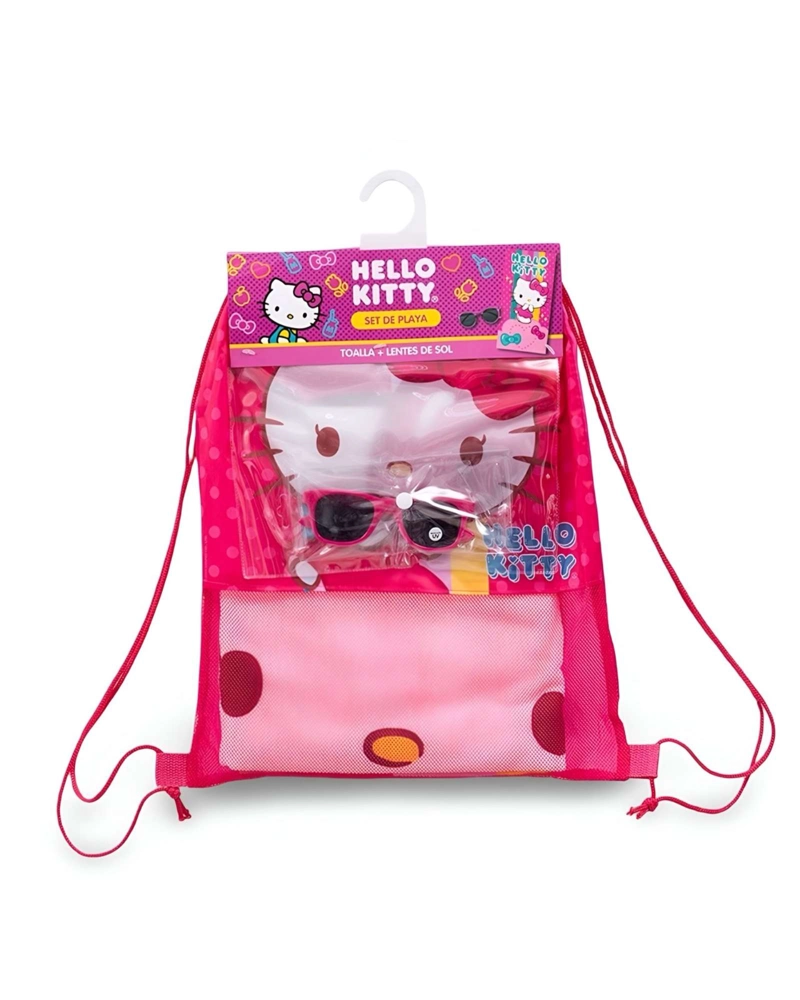 TOALLA DE BAÑO NIÑO NIÑA CON LENTES DE SOL Y BOLSO HELLO KATY - 1