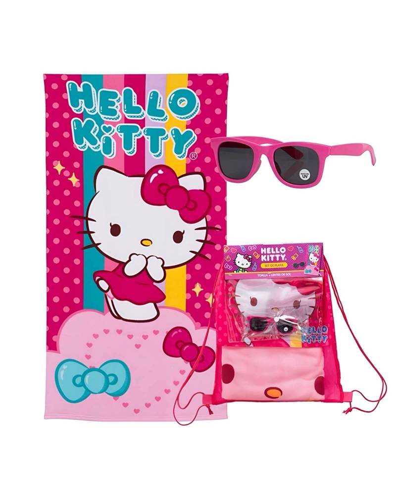 TOALLA DE BAÑO NIÑO NIÑA CON LENTES DE SOL Y BOLSO HELLO KATY - 4