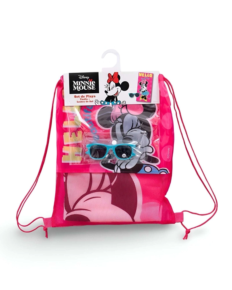 TOALLA DE BAÑO NIÑO NIÑA CON LENTES DE SOL Y BOLSO MINIE - 1