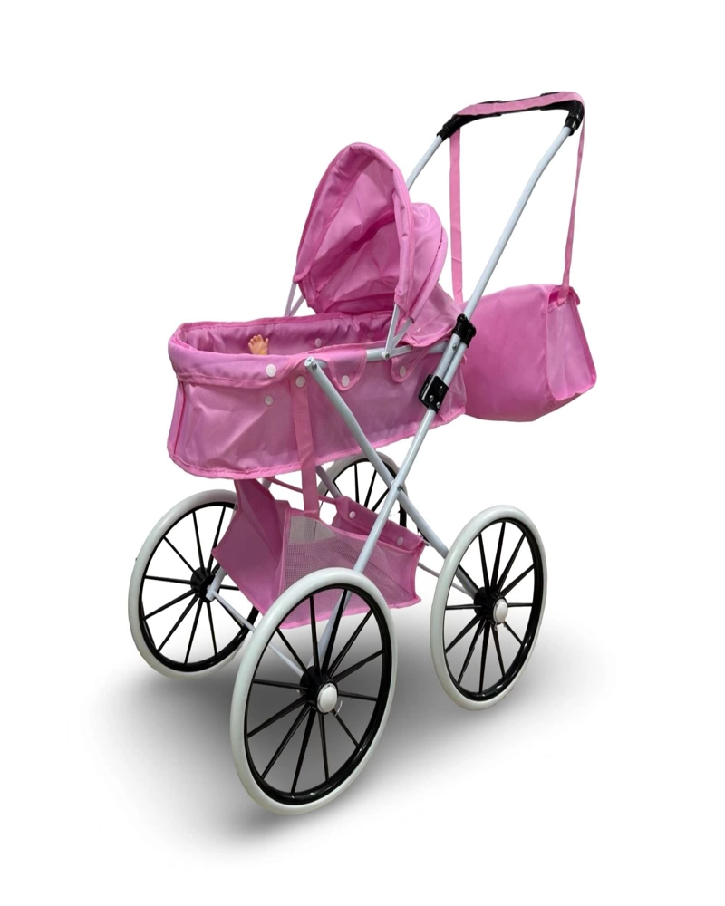 COCHE CARREOLA DE MUÑECA RUEDAS GRANDES ROSA - 2
