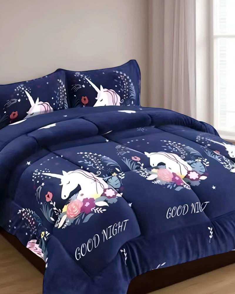 COBERTOR DE INVIERNO UNICORNIO DE NIÑA PLUSH CON CHIPORRO PLAZA Y MEDIA S40 - 3