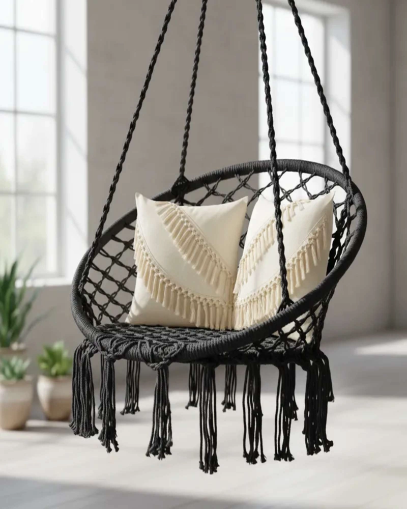 SILLA COLGANTE HAMACA MAS 2 COJINES INTERIOR Y EXTERIOR - 1