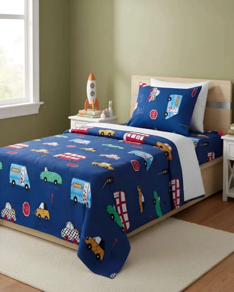 SABANAS INFANTIL DE VERANO AUTITOS NIÑO 1 PLAZA MAS 1 ALMOHADA - 4