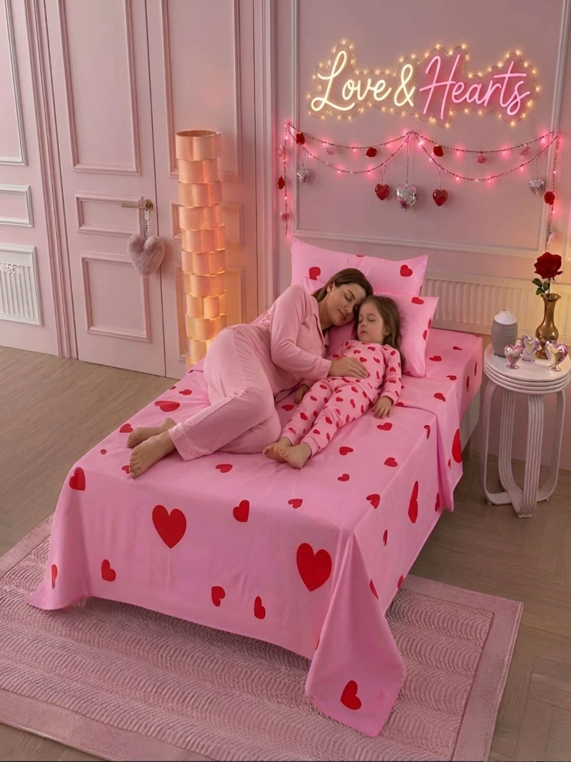 SABANAS INFANTILES  1,5 PLAZAS DISEÑO CORAZONES ULTRA SUAVE - 6