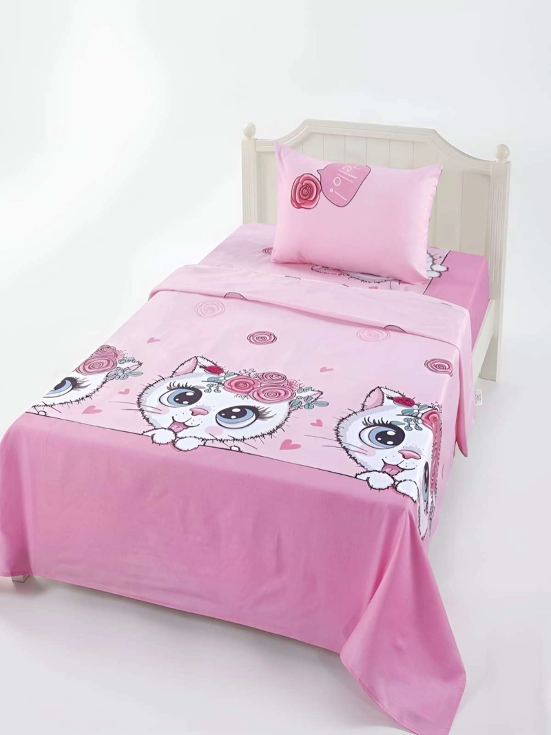 SABANAS INFANTILES  1 PLAZA DISEÑO DE GATA ULTRA SUAVE - 3