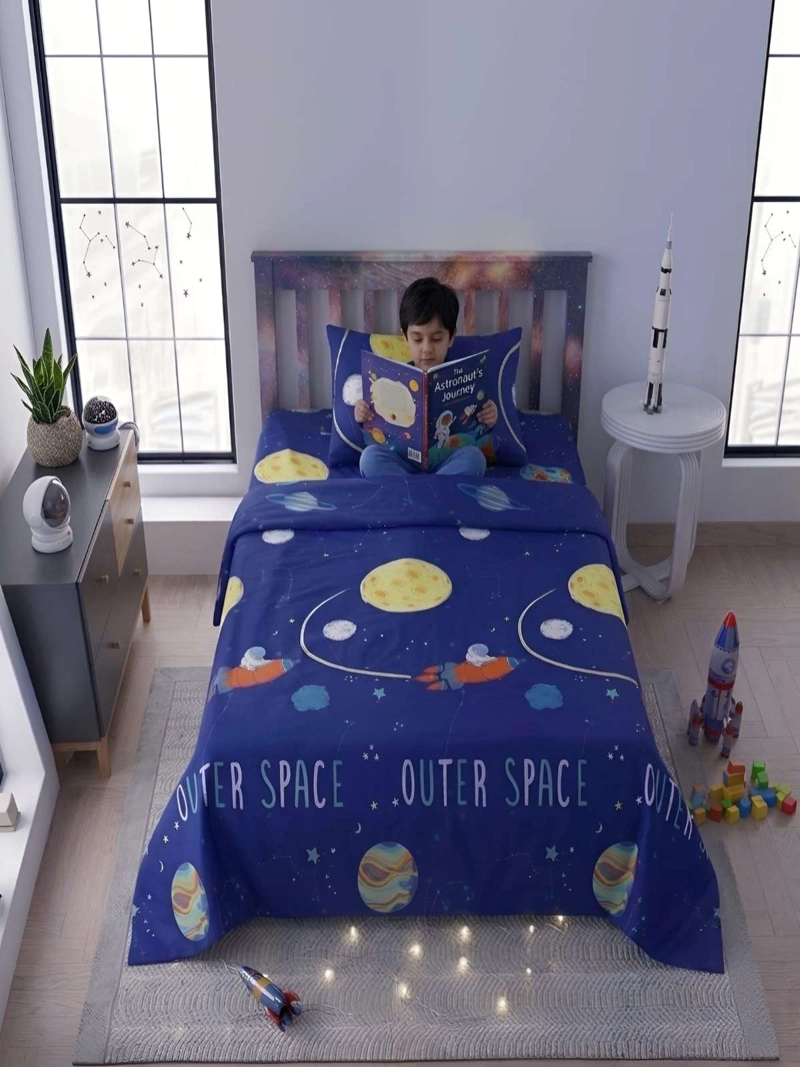 SABANAS INFANTILES  1,5 PLAZAS DISEÑO DE PLANETAS ULTRA SUAVE - 1