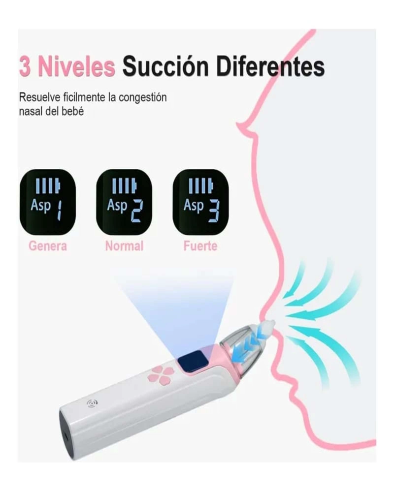 ASPIRADOR ELECTRICO RECARGABLE NASAL PARA BEBES  ROSA - 4