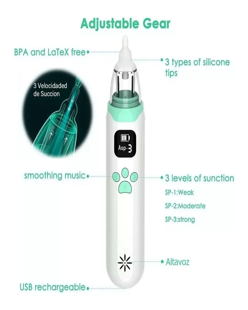 ASPIRADOR ELECTRICO RECARGABLE NASAL PARA BEBES  VERDE - 3