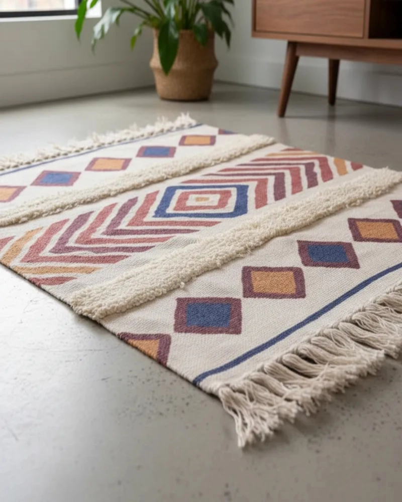 PACK DE 2 BAJADA DE CAMA DE LINO ESTILO BOHO  MEDIDA 60 CM X 90 CM - 1