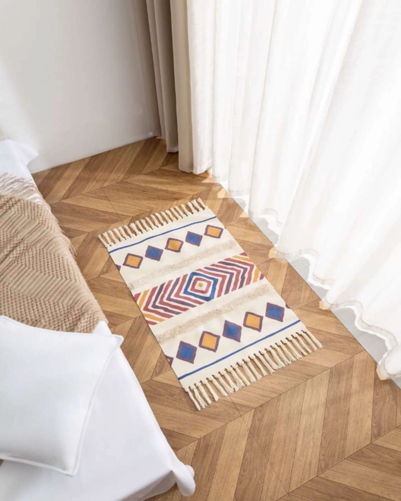 PACK DE 2 BAJADA DE CAMA DE LINO ESTILO BOHO  MEDIDA 60 CM X 90 CM - 3