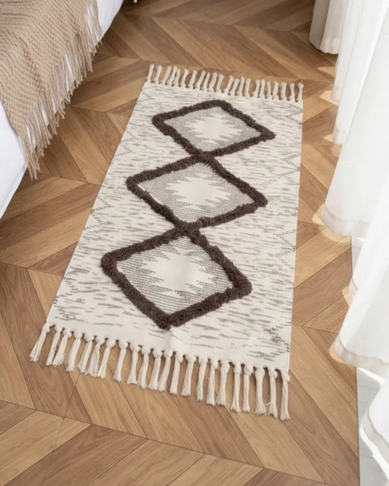 PACK DE 2 BAJADA DE CAMA DE LINO ESTILO BOHO  MEDIDA 60 CM X 90 CM - 5