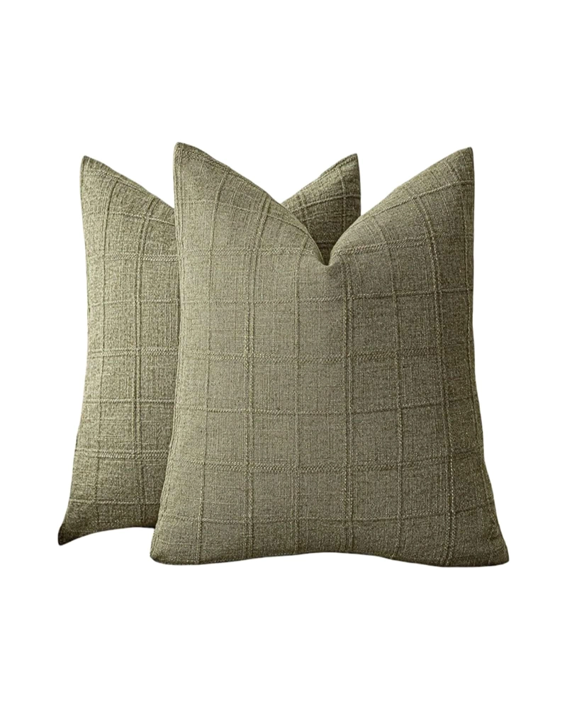 SET DE 2 FUNDAS DE COJIN JACQUARD CUADRILLE  (CON RELLENO) - 1
