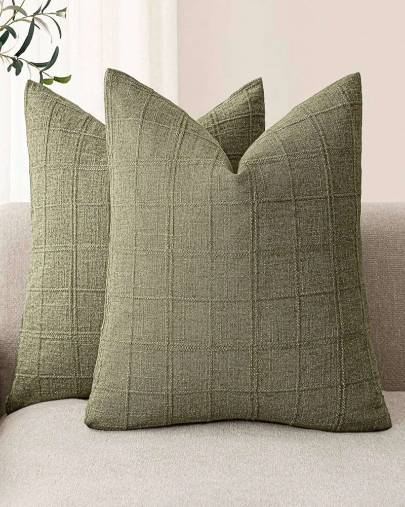 SET DE 2 FUNDAS DE COJIN JACQUARD CUADRILLE  (CON RELLENO) - 2
