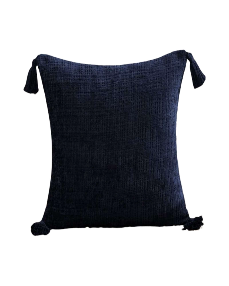 FUNDAS DE COJIN CUADRADAS  CHENILLE CON BORLAS PACK DE 4 PIEZAS - 1