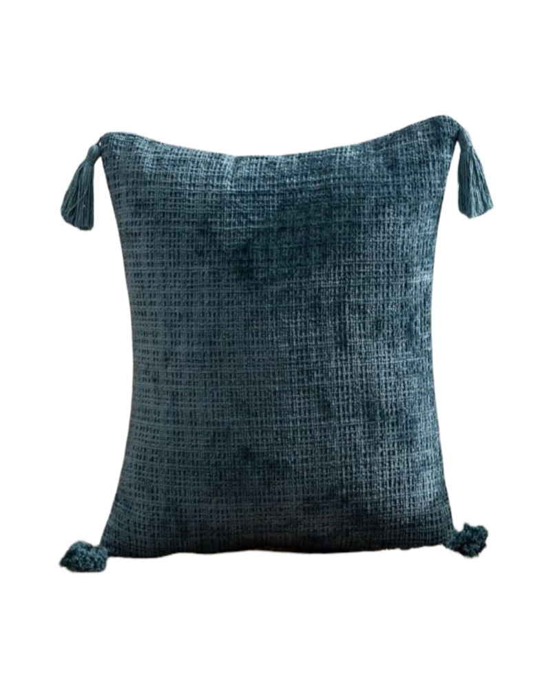 FUNDAS DE COJIN CUADRADAS  CHENILLE CON BORLAS PACK DE 2 PIEZAS - 1
