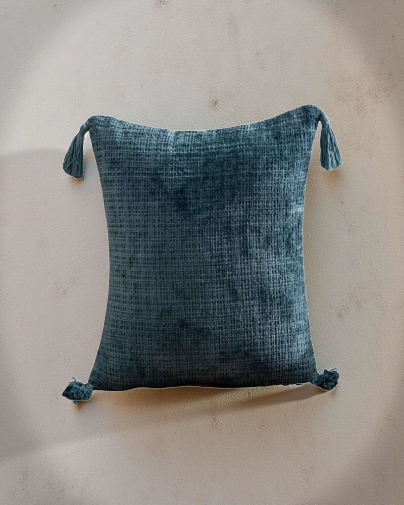 FUNDAS DE COJIN CUADRADAS  CHENILLE CON BORLAS PACK DE 4 PIEZAS - 4