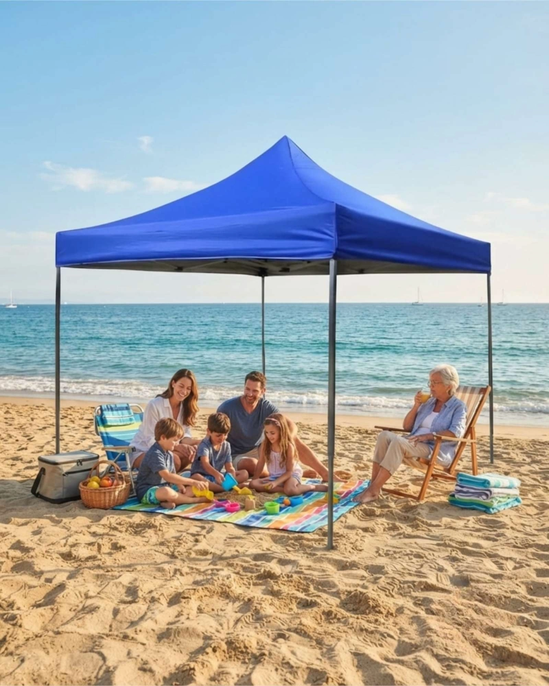 TOLDO CARPA PLEGABLE 3X3M CON FILTRO UV E IMPERMEABLE AZUL - 2