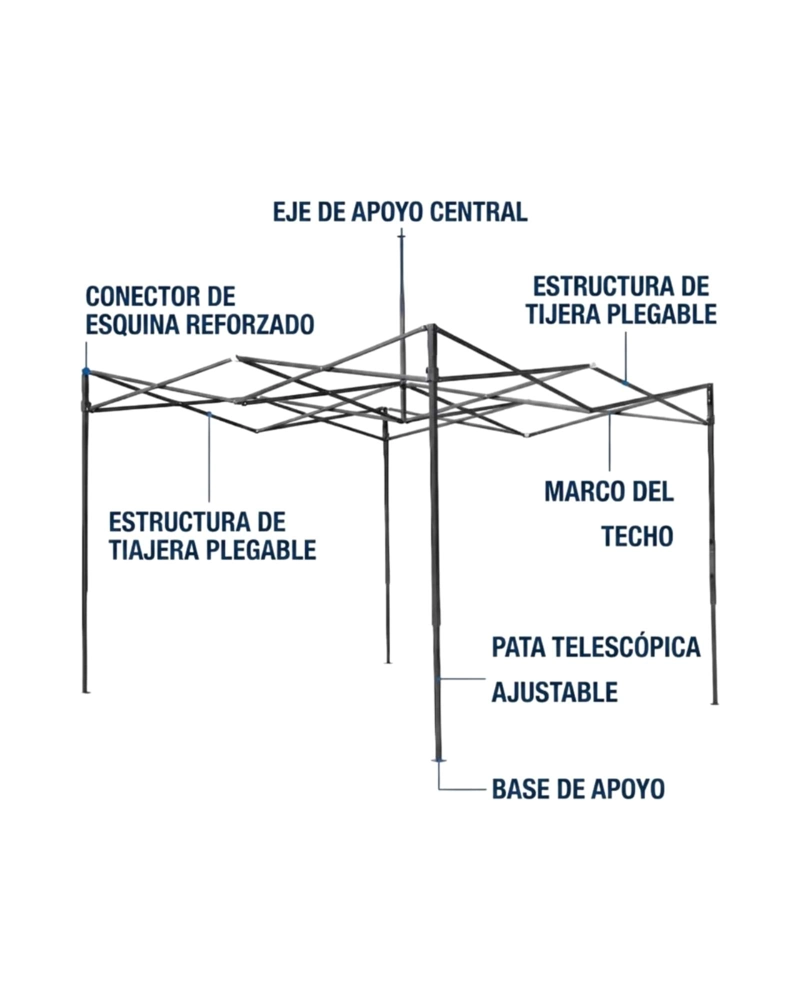 TOLDO CARPA PLEGABLE 3X3M CON FILTRO UV E IMPERMEABLE AZUL - 5