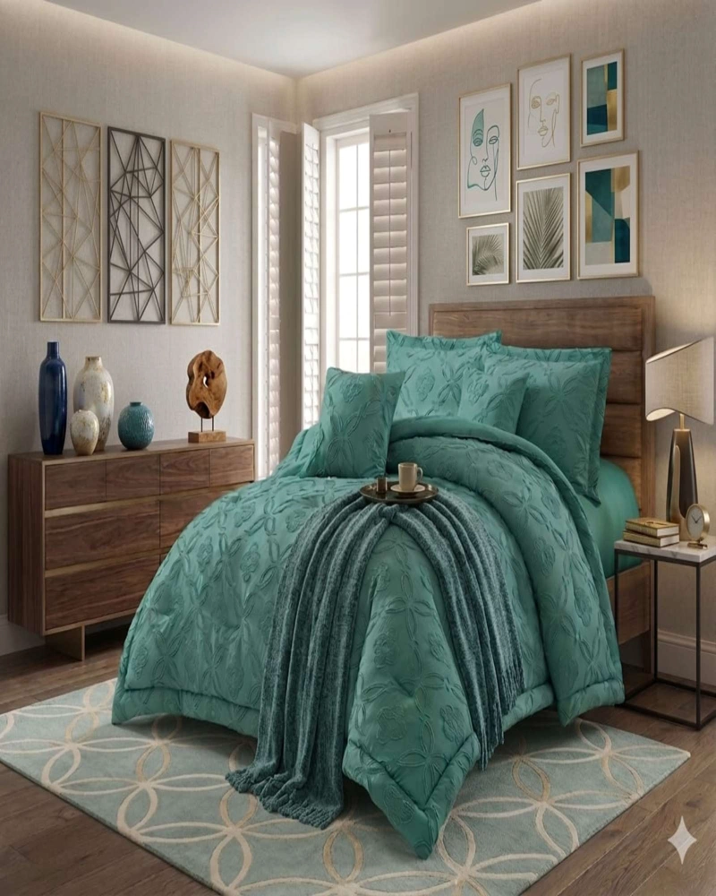 CUBRECAMA QUILT TEXTURIZADO INCLUYE FUNDAS DISEÑO FLORES 2 PLAZAS - 1