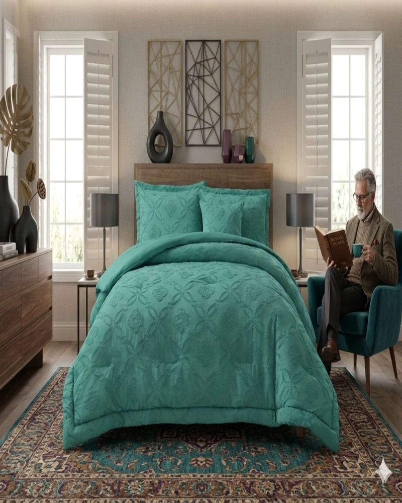 CUBRECAMA QUILT TEXTURIZADO INCLUYE FUNDAS DISEÑO FLORES 2 PLAZAS - 3