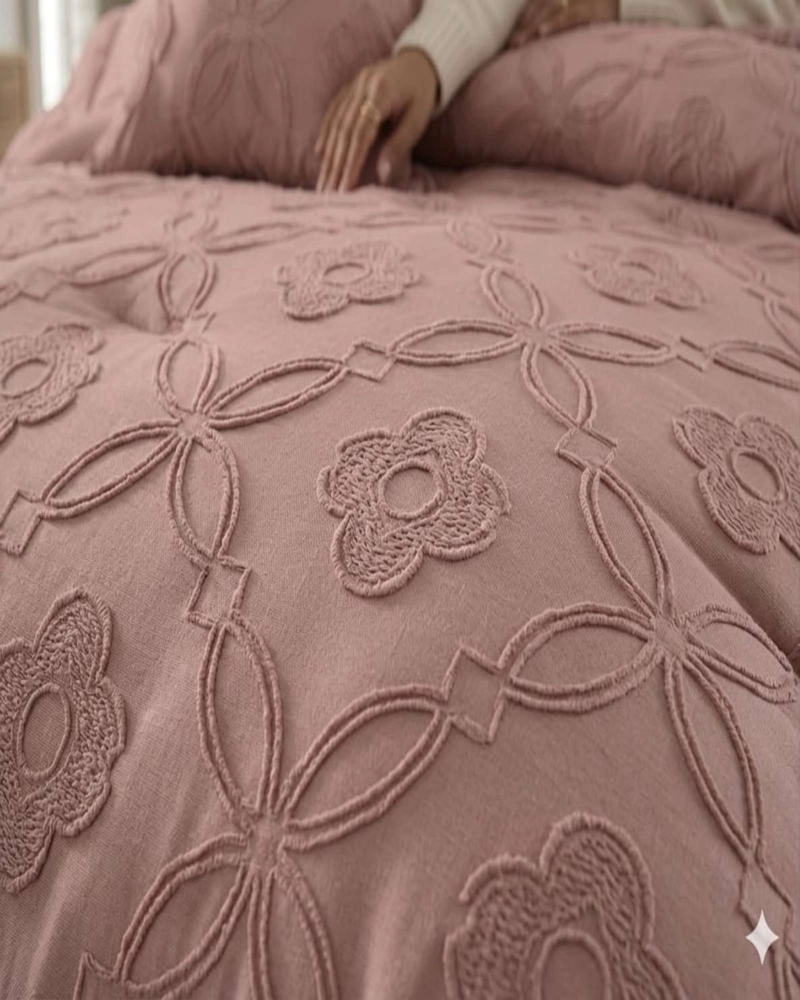 CUBRECAMA QUILT TEXTURIZADO INCLUYE FUNDAS DISEÑO FLORES 2 PLAZAS - 3