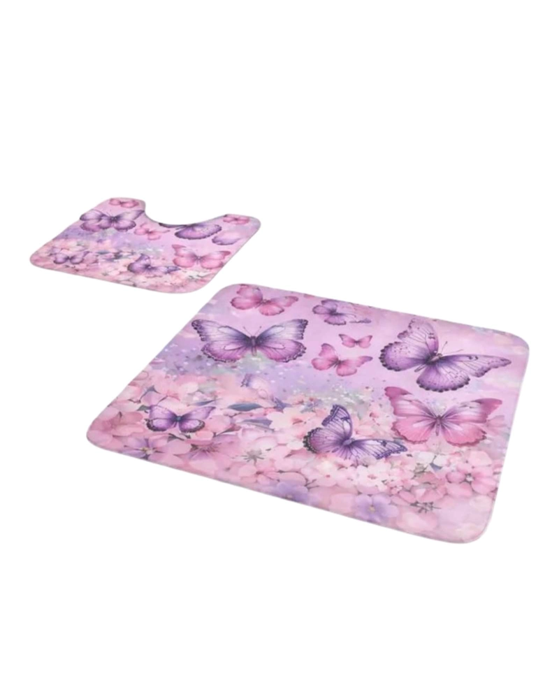 SET DE BAÑO 5 PIEZAS CORTINA MAS ALFOMBRAS MAS FORRO DE DUCHA - 4
