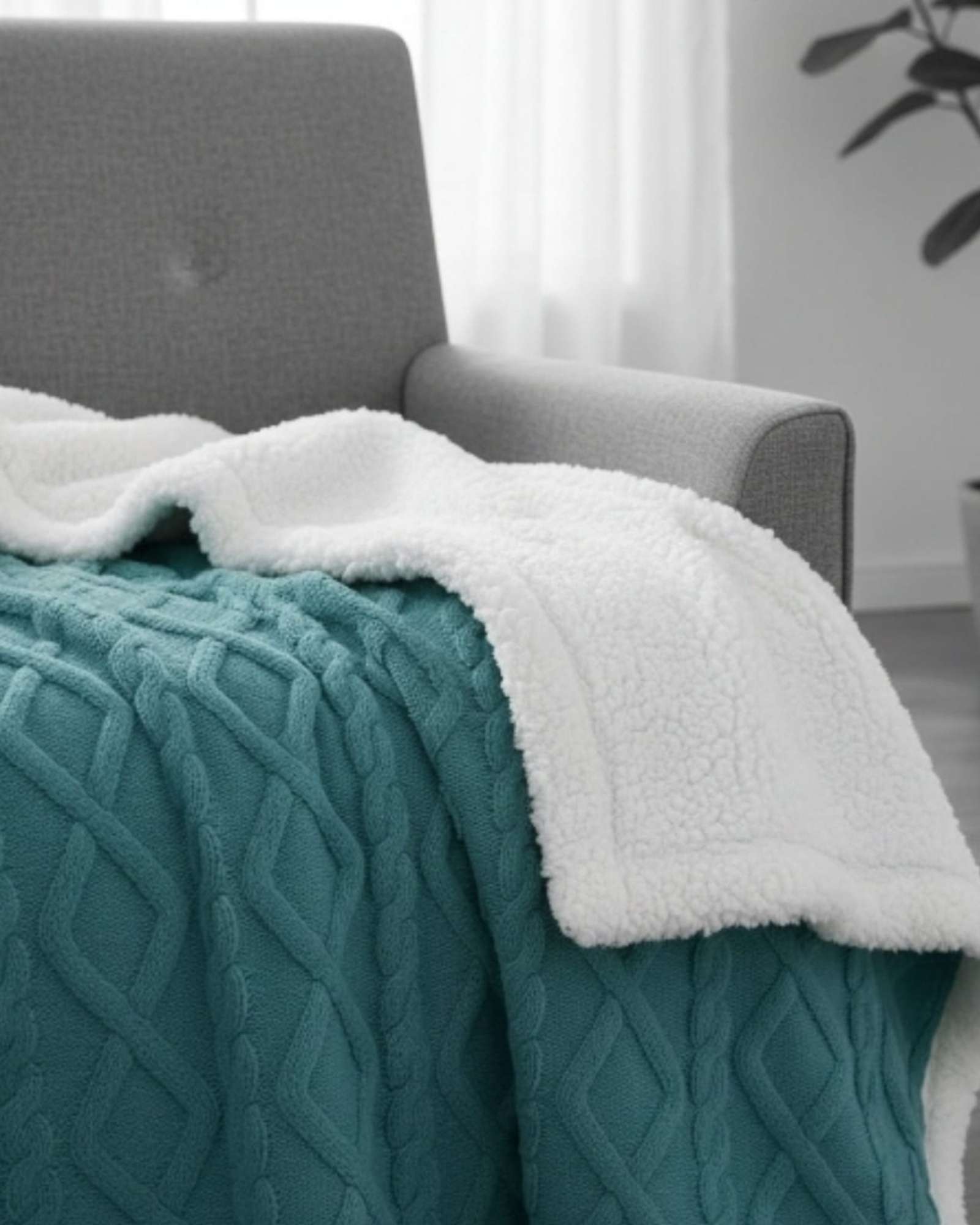 ELEGANTE FRAZADA MANTA POLAR SHERPA TE RMICA PLAZA Y MEDIA - 3