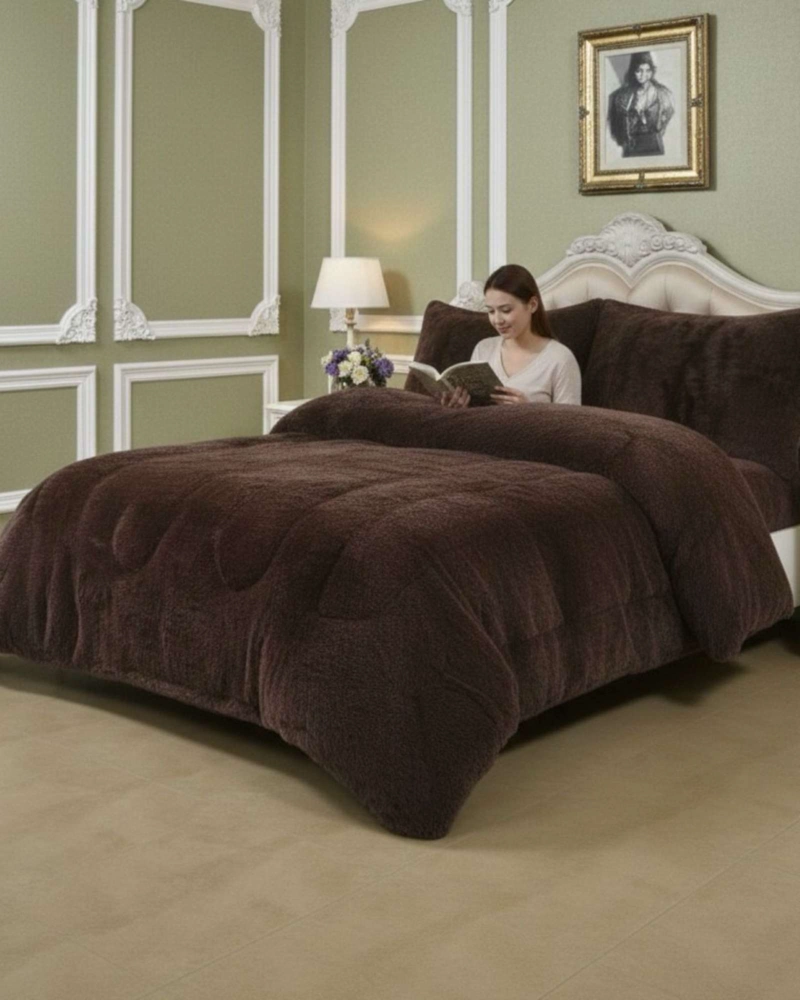 PLUMON CUBRECAMA 2 PLAZAS SHERPA PELUDO INVIERNO DISEÑO SUAVE - 2