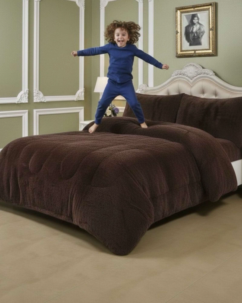 PLUMON CUBRECAMA 2 PLAZAS SHERPA PELUDO INVIERNO DISEÑO SUAVE - 5