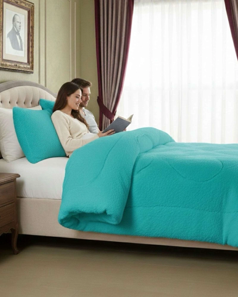 PLUMON CUBRECAMA 2 PLAZAS SHERPA PELUDO INVIERNO DISEÑO SUAVE - 2