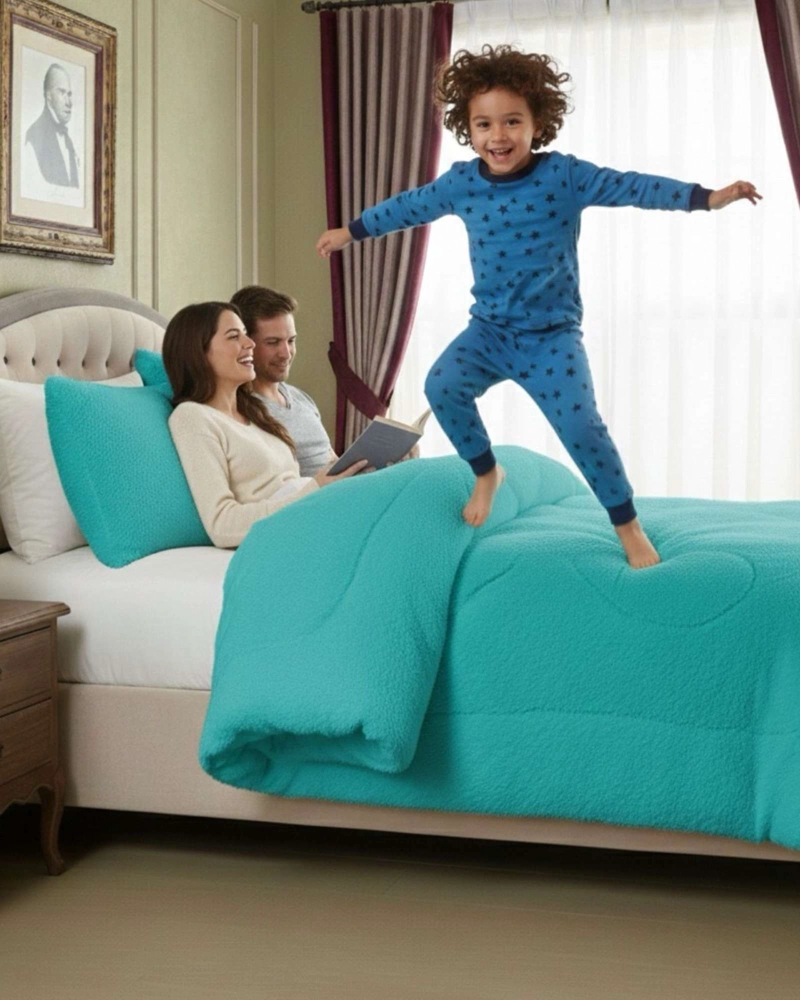 PLUMON CUBRECAMA 2 PLAZAS SHERPA PELUDO INVIERNO DISEÑO SUAVE - 5