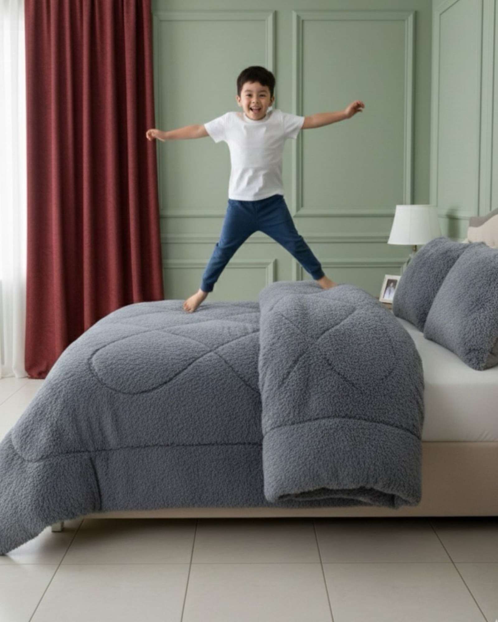 PLUMON CUBRECAMA 2 PLAZAS SHERPA PELUDO INVIERNO DISEÑO SUAVE - 5