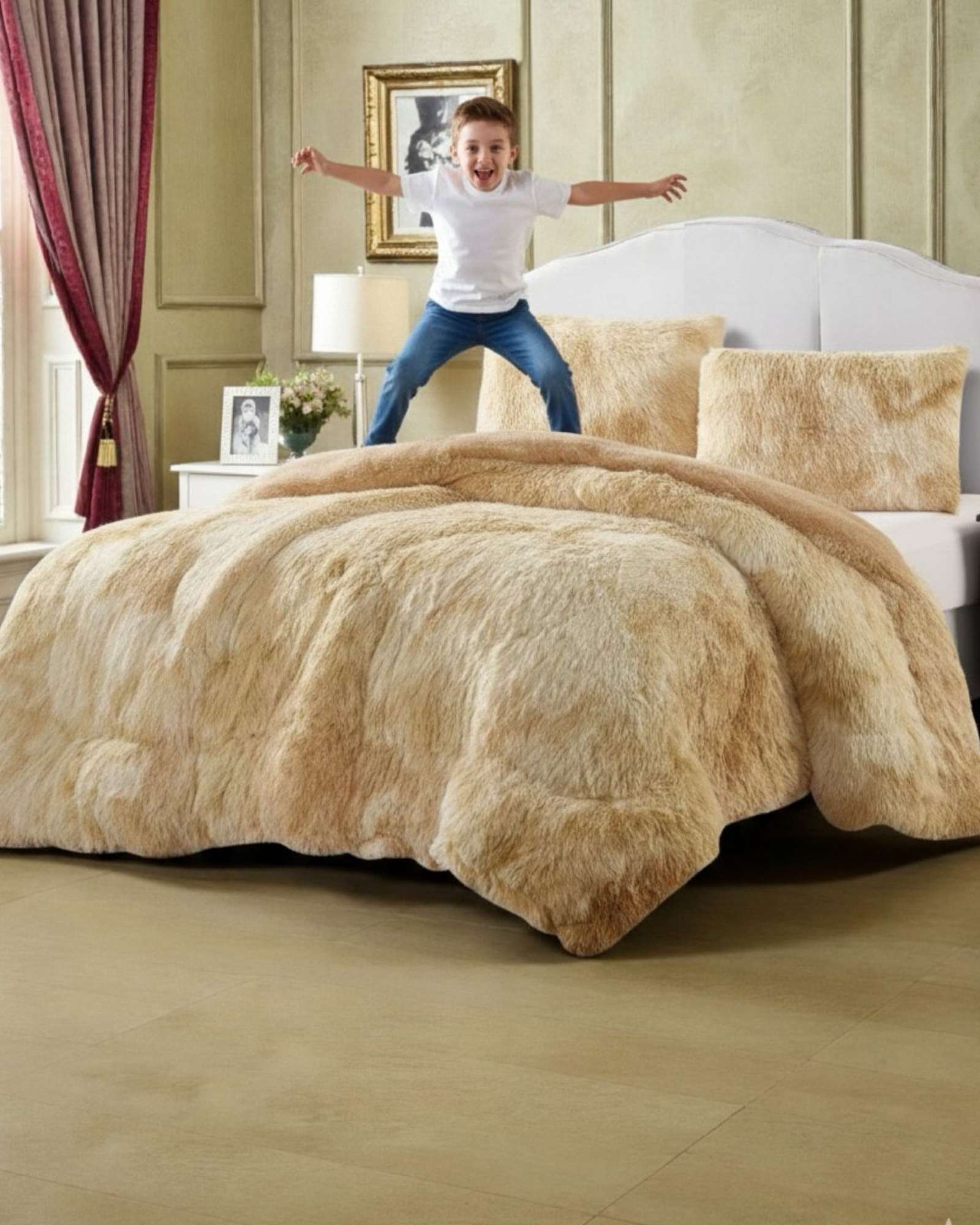 PLUMON CUBRECAMA 2 PLAZAS SHERPA PELUDO INVIERNO DISEÑO SUAVE - 5