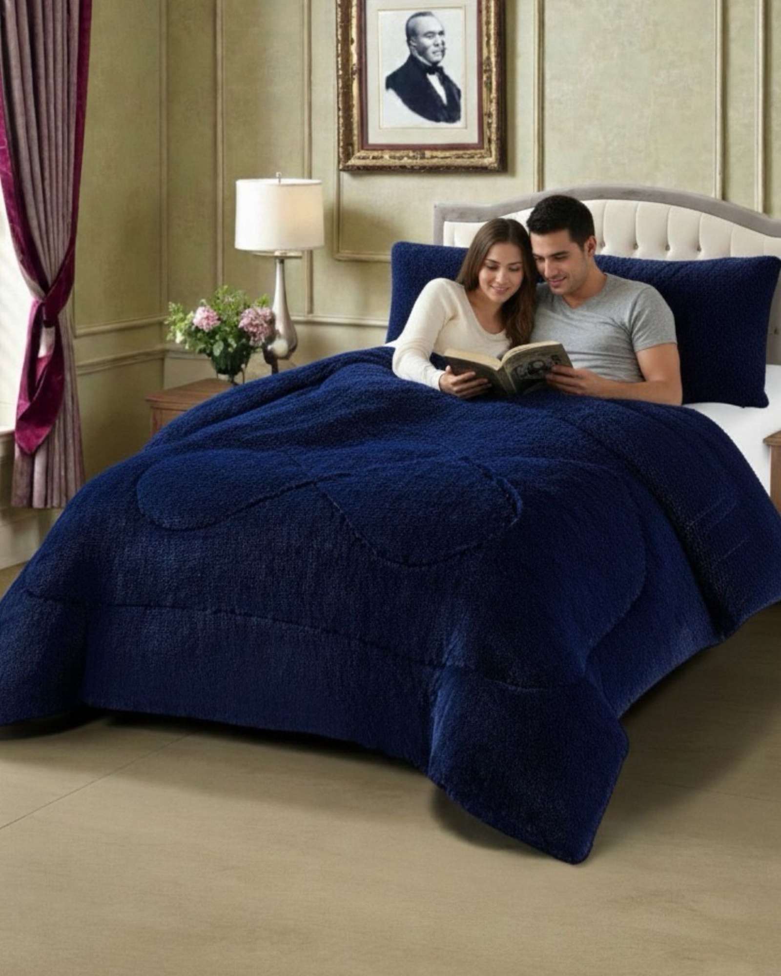 PLUMON CUBRECAMA 2 PLAZAS SHERPA PELUDO INVIERNO DISEÑO SUAVE - 2