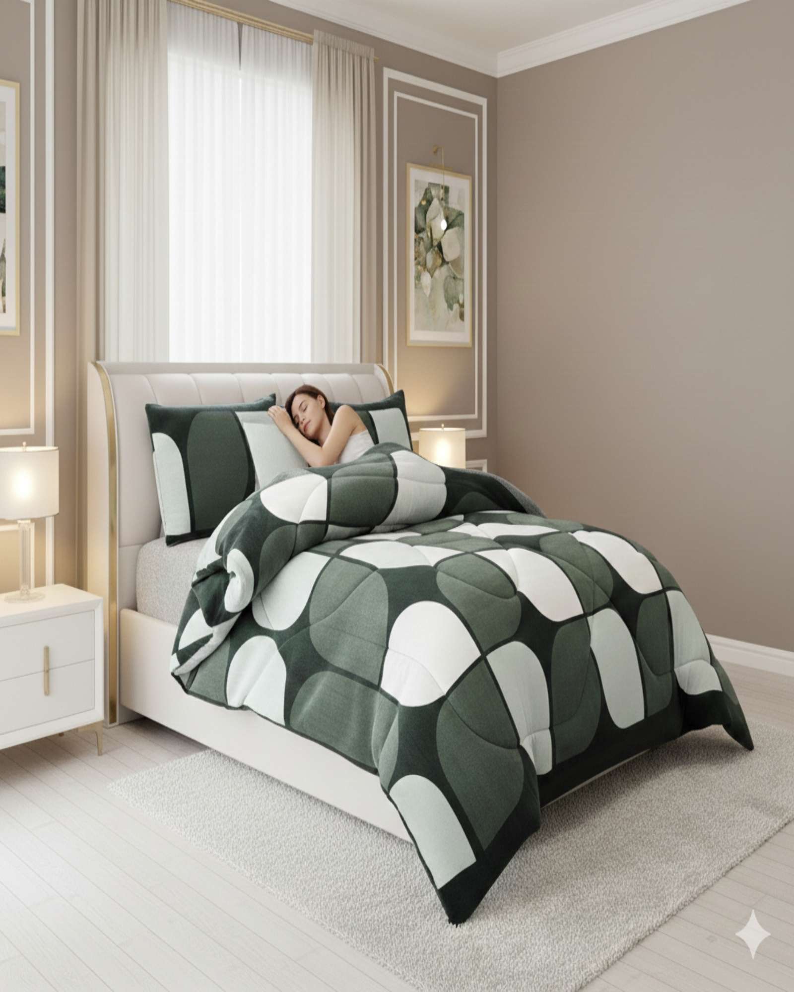 JUEGO DE CUBRECAMA MAS SABANAS CON CHIPORRO  KING EXTRA SUAVE TE RMICO PREMIUM - 4