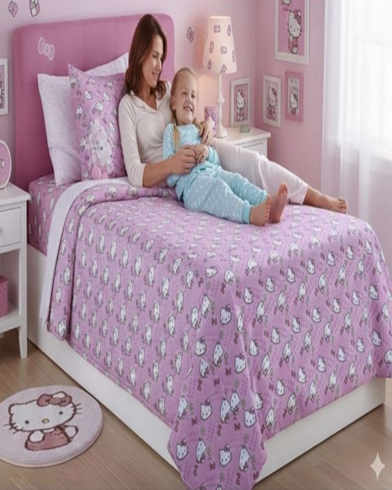 JUEGO DE SABANA PLAZA Y MEDIA HELLO KITTY - 1