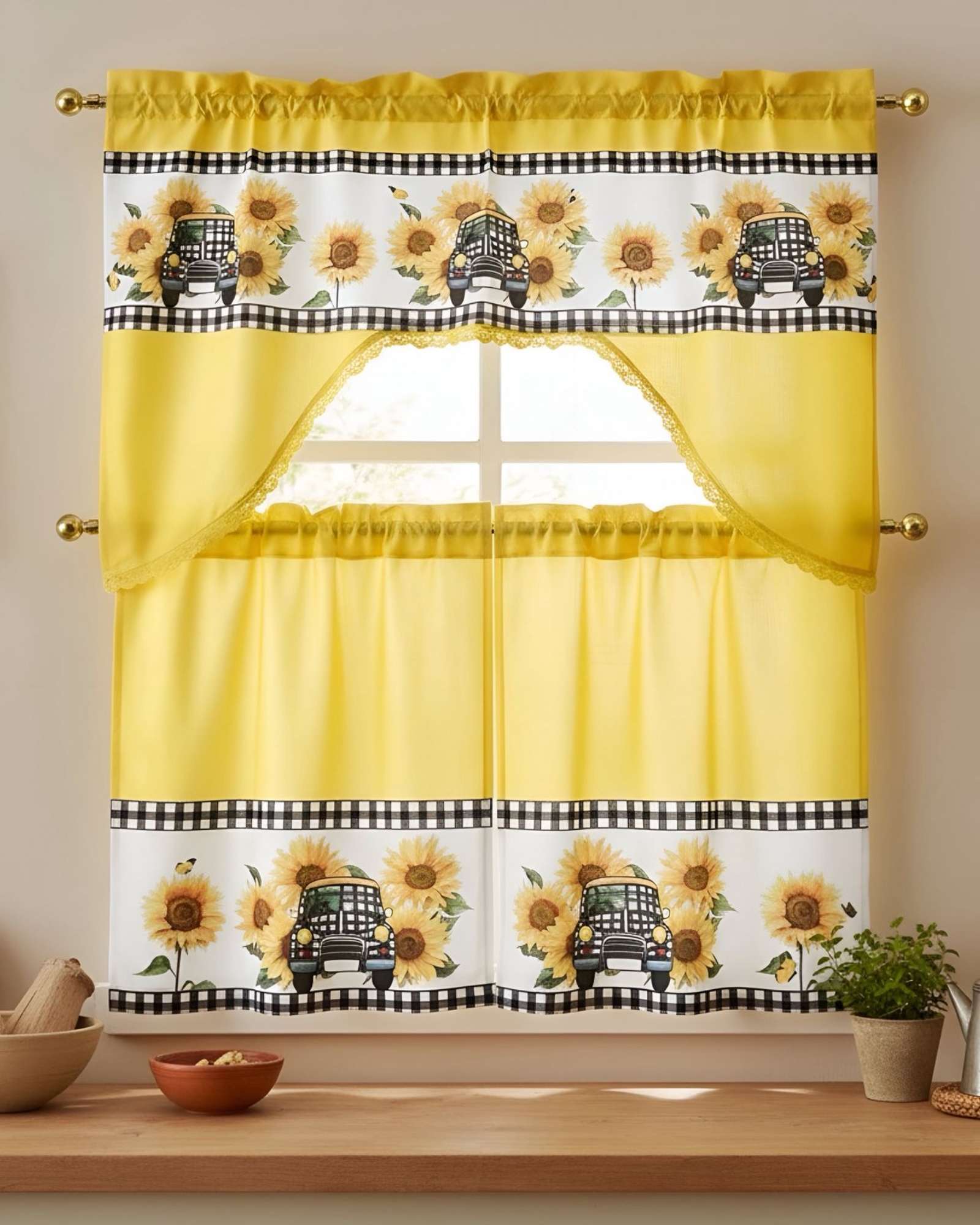SET DE CORTINAS DE COCINA PACK DE 3 PIEZAS - 3