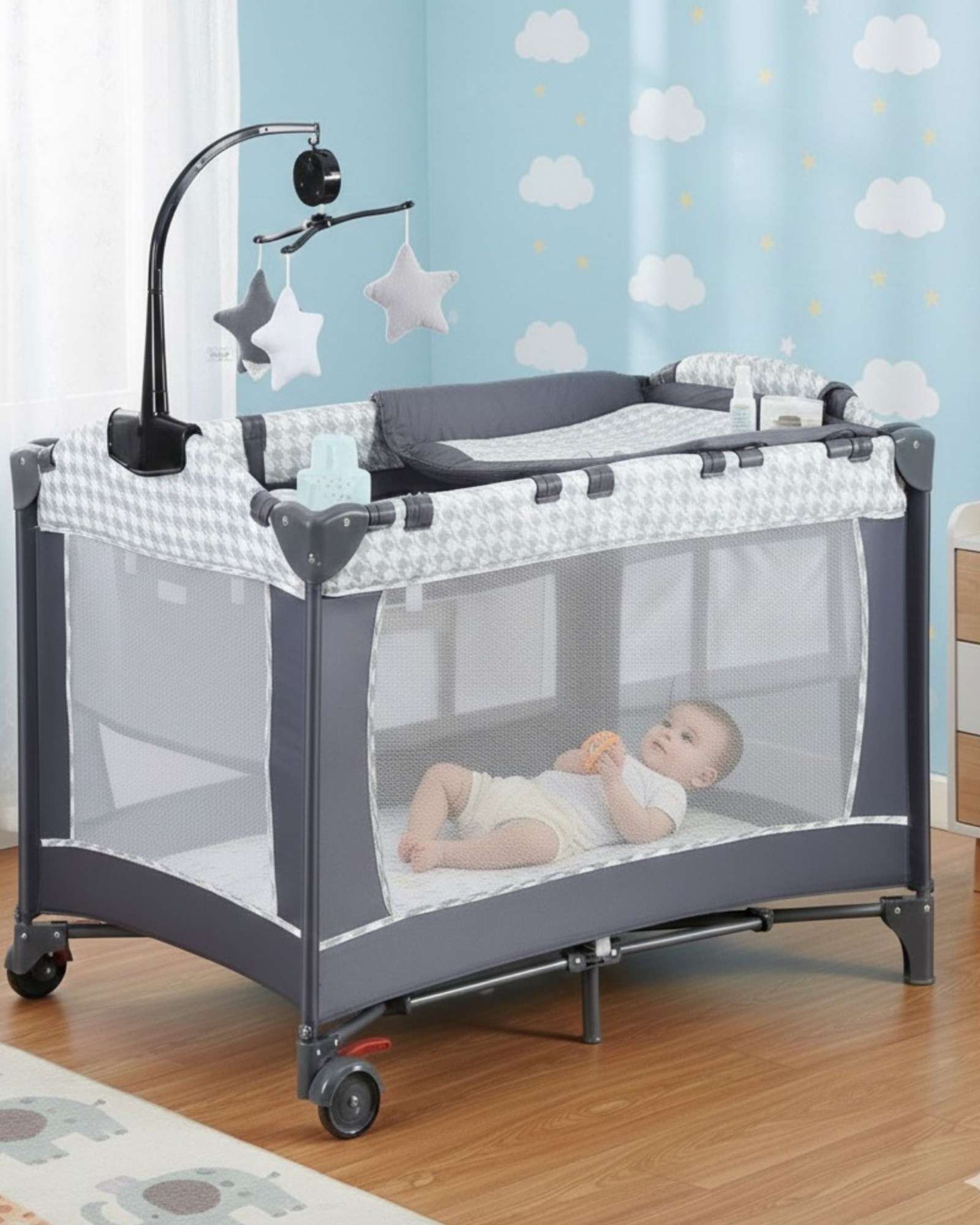 CORRAL CUNA MULTIFUNCIONAL PARA BEBES DISEÑO SEGURO - 1