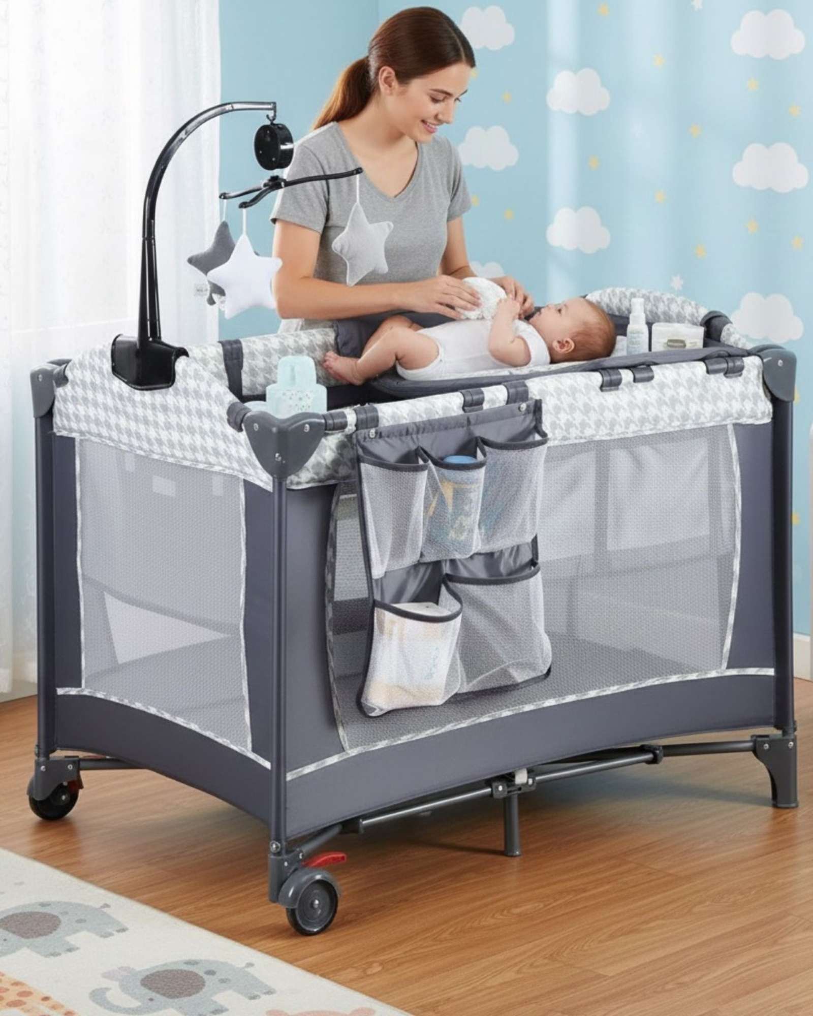 CORRAL CUNA MULTIFUNCIONAL PARA BEBES DISEÑO SEGURO - 2