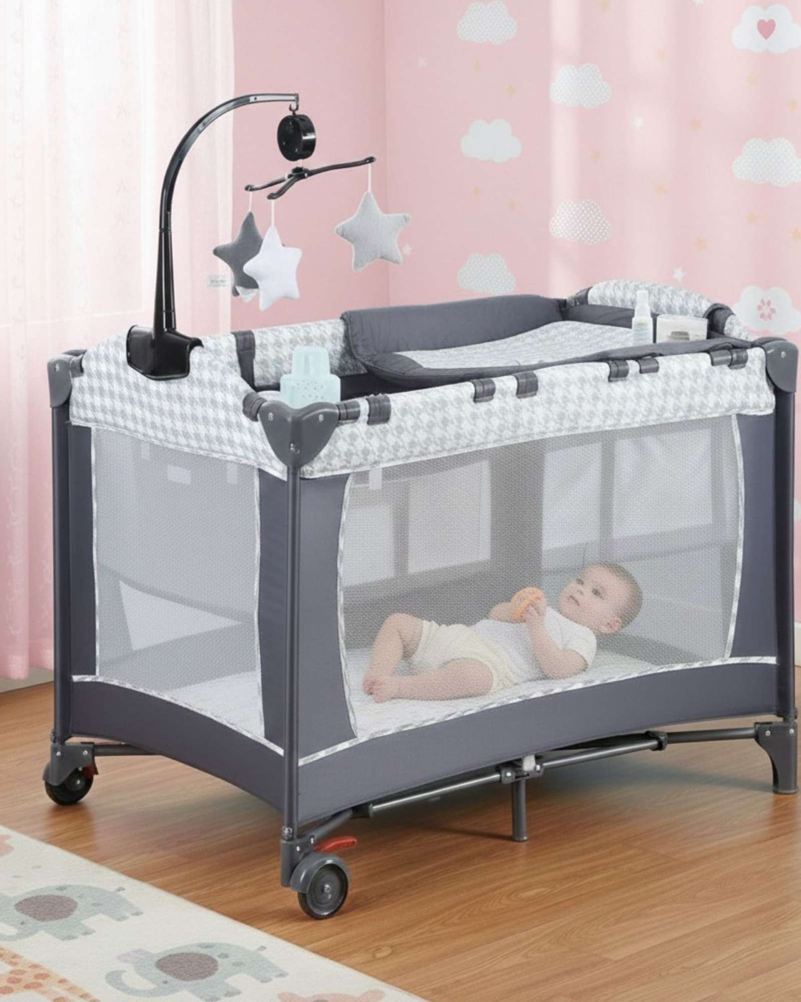CORRAL CUNA MULTIFUNCIONAL PARA BEBES DISEÑO SEGURO - 5