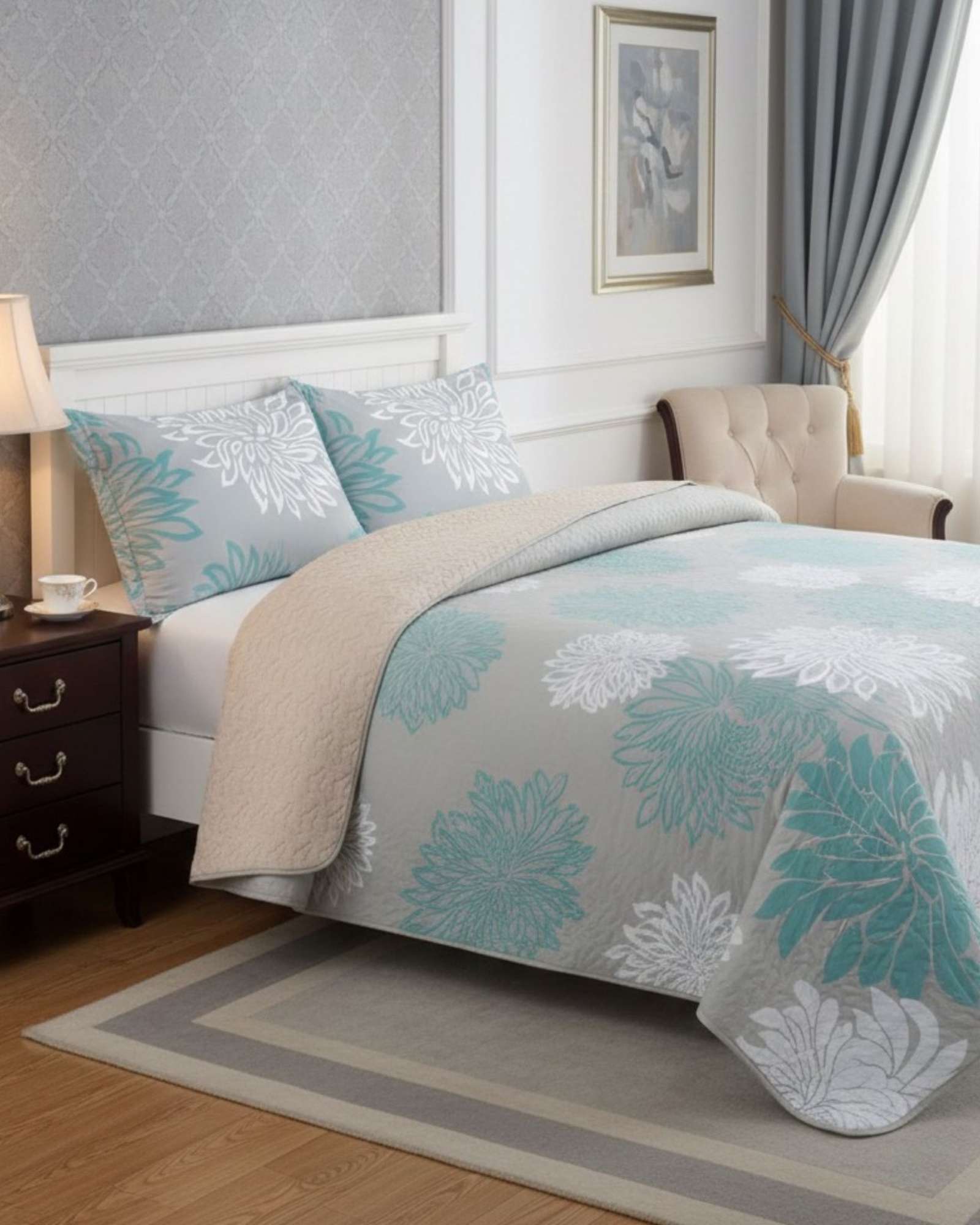 COBERTOR QUILT PLAZA Y MEDIA CON REVERSO SHERPA - 1